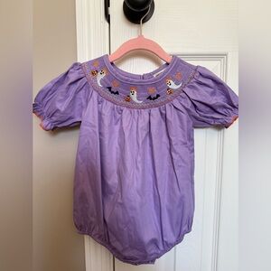 Purple Halloween Smocked Bubble